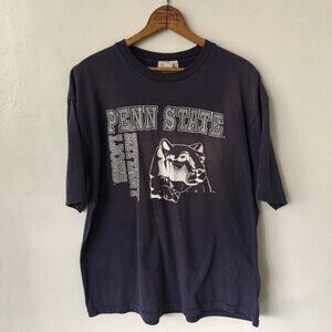 Vintage Penn State Nittany Lions 1990's 90's Distressed Navy Blue Graphic Shirt